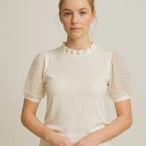 Adrianna Papell women's knit cream sweater size Med feminine winter white